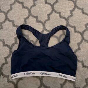 Calvin Klein Navy Blue Cotton Unlined Bralette